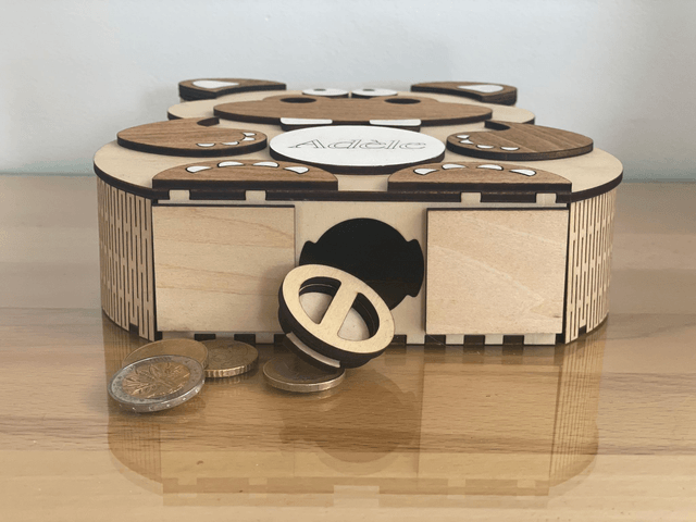 Tirelire en bois cochon, ours, hippopotame personnalisable