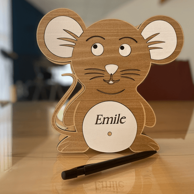 Tirelire en bois souris personnalisable