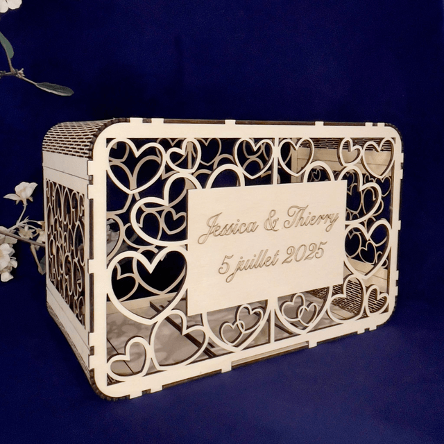 Urne de mariage en bois – Personnalisable