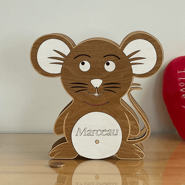 Tirelire en bois souris personnalisable